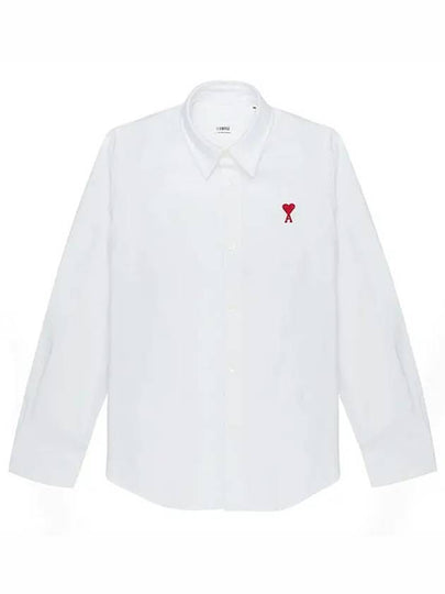 de Coeur Embroidered Logo Cotton Shirt White - AMI - BALAAN 2