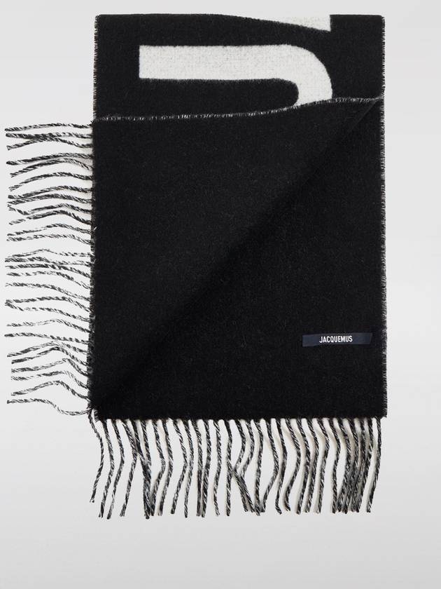 Lecharpe Fringe Logo Virgin Wool Muffler Black - JACQUEMUS - BALAAN 4