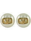 V Logo Pearl Earrings Gold - VALENTINO - BALAAN 2