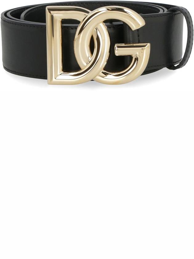 gold DG logo leather belt black - DOLCE&GABBANA - BALAAN 3