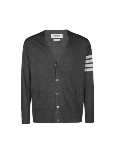 Men's Sustainable Classic Diagonal Wool Cardigan Dark Grey - THOM BROWNE - BALAAN 2