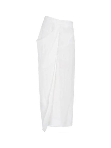 Women s Draped Linen Skirt White 271151 - EMPORIO ARMANI - BALAAN 1