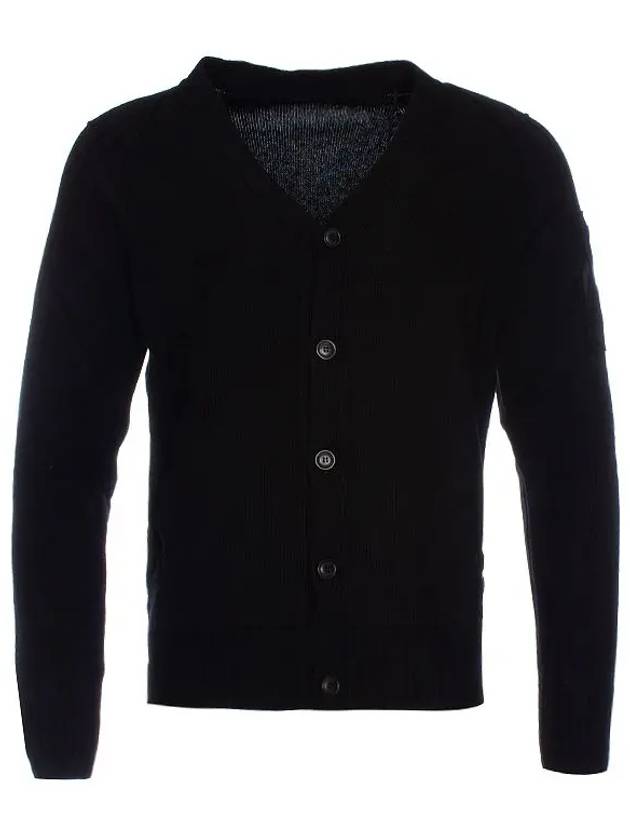 Men's Lens Wappen Lambswool Cardigan Black - CP COMPANY - BALAAN 7