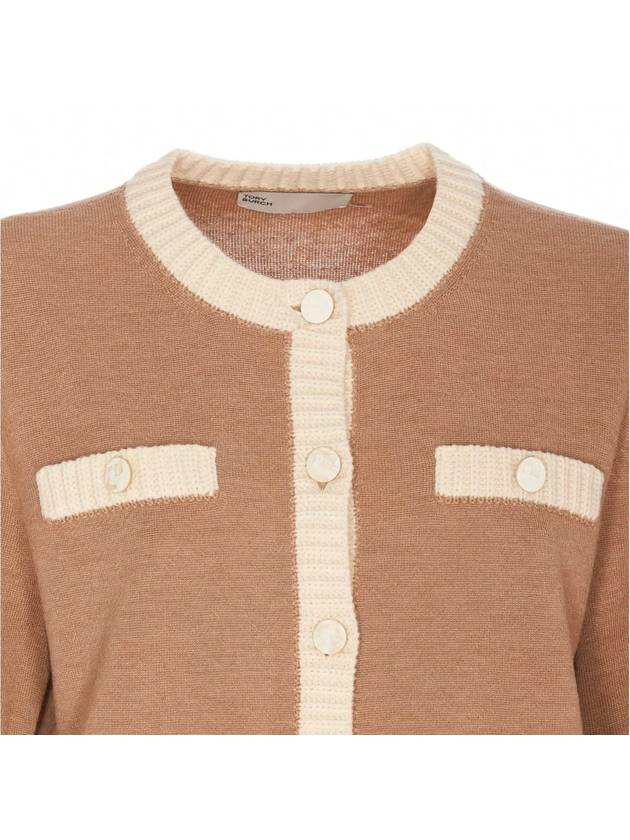 cardigan 162763 265 CAMEL HEATHER FRENCH CREAM - TORY BURCH - BALAAN 4