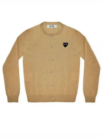 24 AZ N023 051 3 Black Heart Waffen Wool Cardigan - COMME DES GARCONS - BALAAN 1