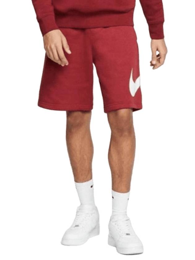 Club Fleece Big Swoosh Shorts Burgundy - NIKE - BALAAN 1