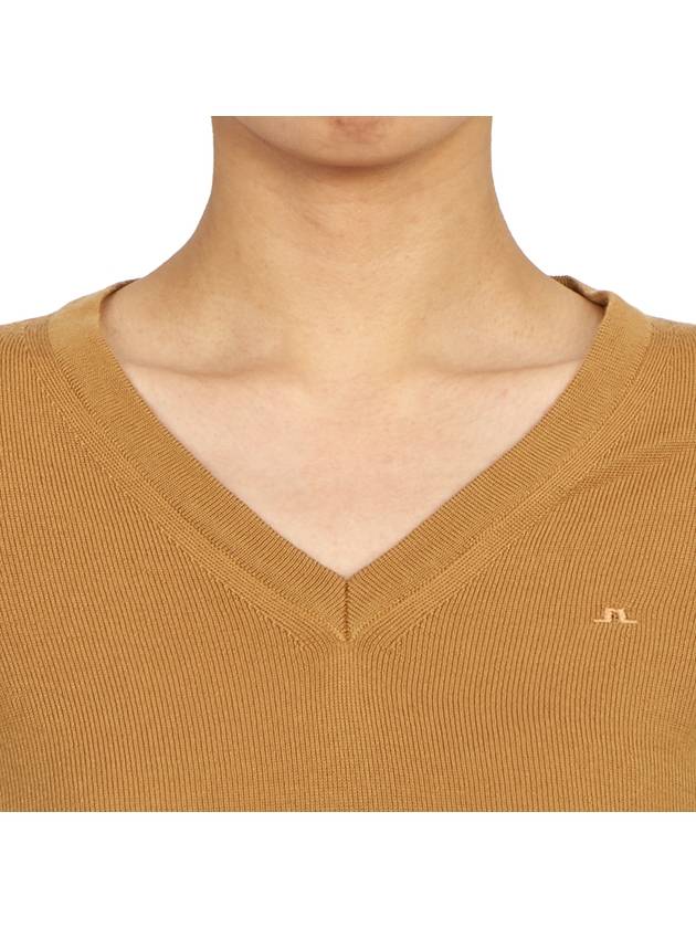 Amaya V-Neck Knit Top Chipmunk - J.LINDEBERG - BALAAN 7