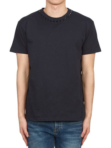 Black Untitled Studded Men's Short Sleeve T-Shirt MG08X959 598 - VALENTINO - BALAAN 1