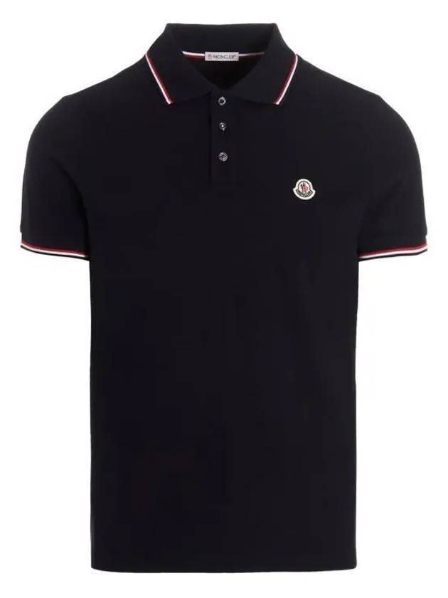 Small Logo Patch Short Sleeve Cotton Polo Shirt Navy - MONCLER - BALAAN 2