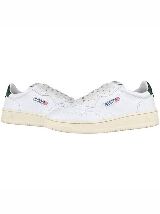 Men's Medalist Leather Low Top Sneakers White Green - AUTRY - BALAAN 2