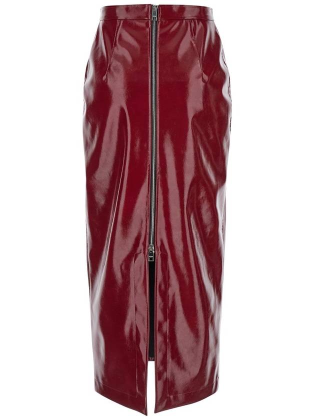 Patent leather midi H line skirt red - MSGM - BALAAN 3