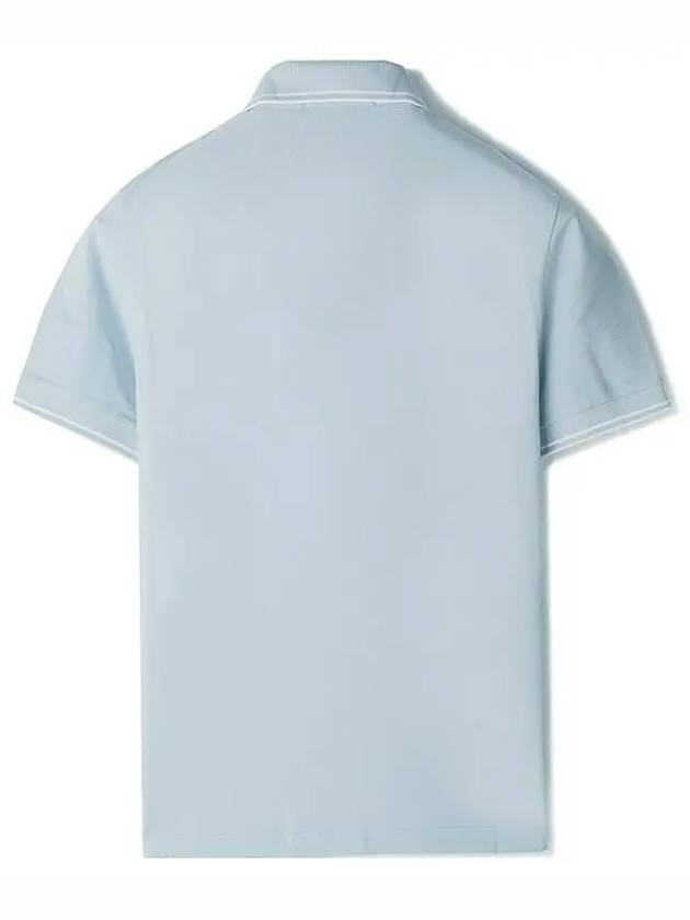 Stretch Cotton Pique Short Sleeve Polo Shirt Blue - STONE ISLAND - BALAAN 3