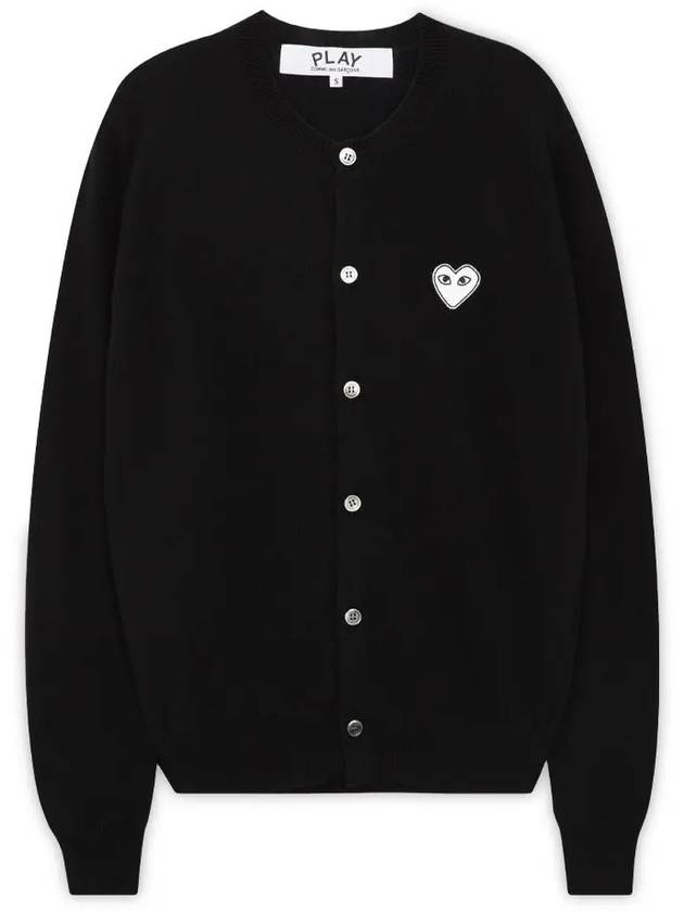 White Wappen Round Neck Wool Cardigan Black - COMME DES GARCONS PLAY - BALAAN 1