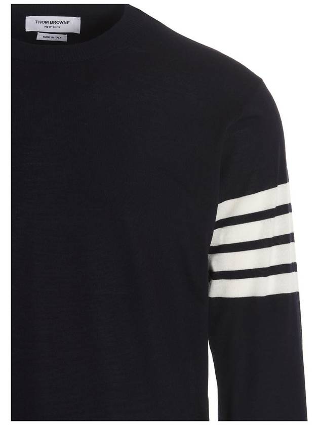 4 Bar Armband Classic Merino Wool Knit Top Navy - THOM BROWNE - BALAAN 4