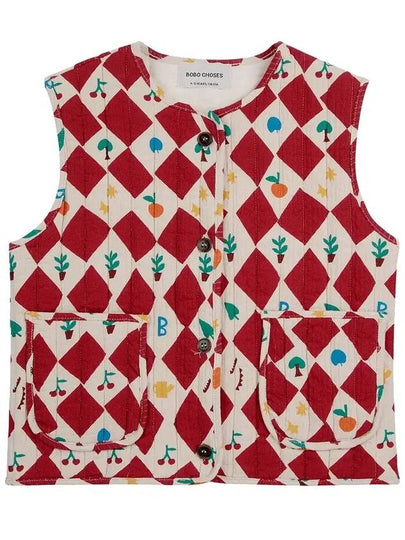 Kids Harlequin Wool Over Quilted Vest B224AC125 611 - BOBO CHOSES - BALAAN 2