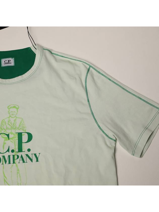 Logo Print Cotton Jersey Short Sleeve T-Shirt Light Green - CP COMPANY - BALAAN 7