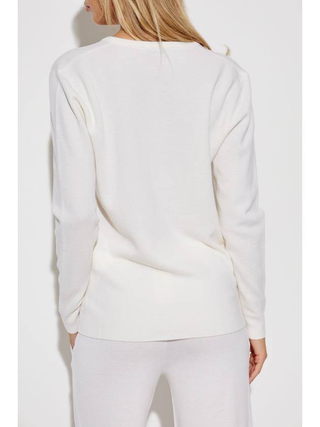 Fabera Fine Wool V Neck Knit Top White - MAX MARA - BALAAN 5