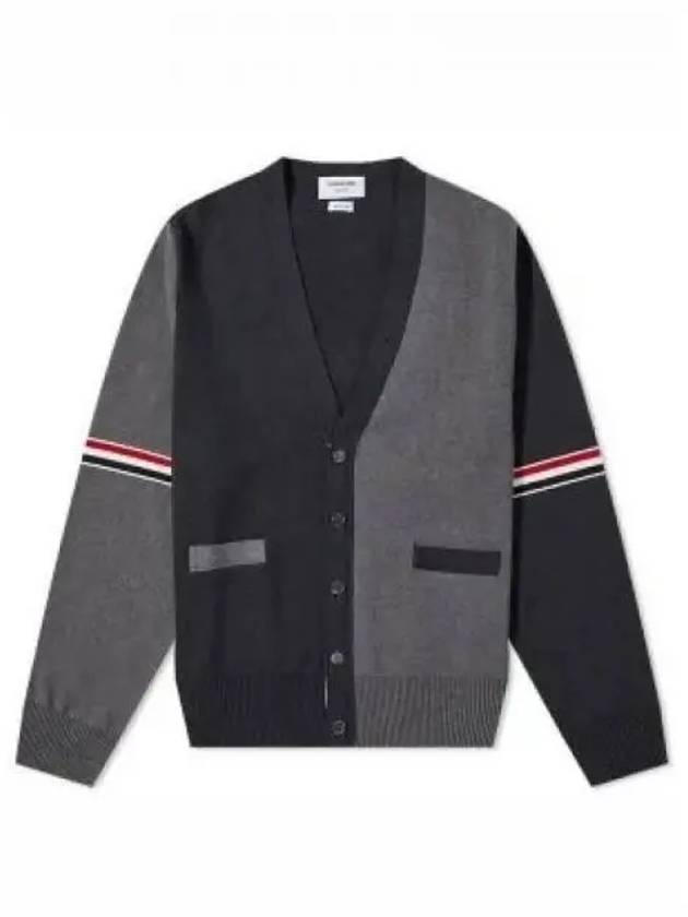 Funmix Cotton ArmBand V-Neck Cardigan Tonal Grey - THOM BROWNE - BALAAN 2