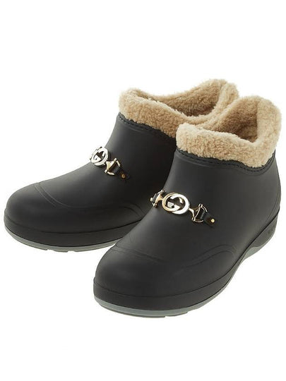 Horsebit Rubber Ankle Winter Boots Black - GUCCI - BALAAN 2