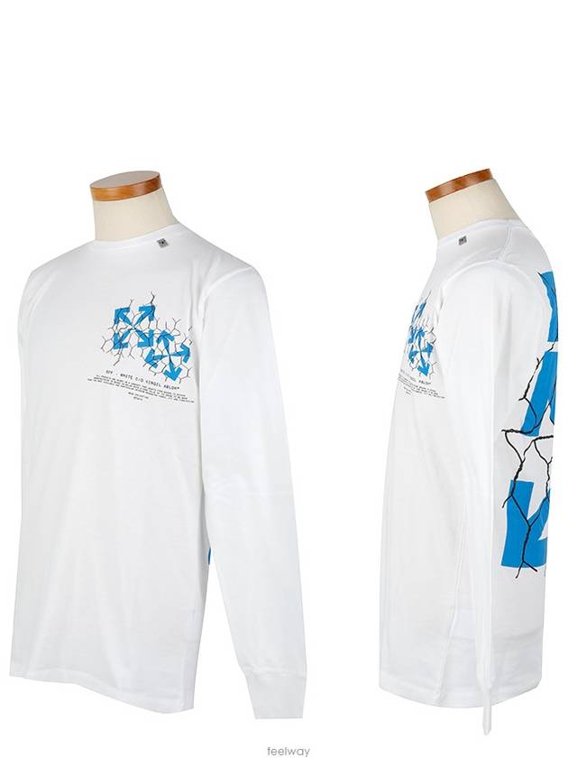 Fence Arrow Long Sleeve T-Shirt White Blue - OFF WHITE - BALAAN 4