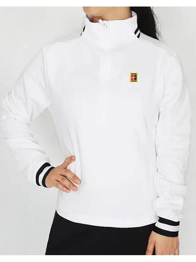 Court Dri Fit Heritage French Terry Tennis Half Zip Long Sleeve T-Shirt White - NIKE - BALAAN 2