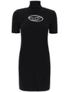 Women's M Agarette Logo Cut Out High Neck Short Dress Black - DIESEL - BALAAN 2