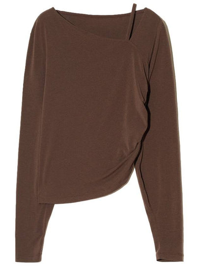 Unbalanced straps balloon long sleeve t shirt brown - LESEIZIEME - BALAAN 2