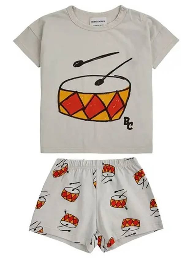 Baby Play the Drum Short Sleeve T Shirt Pants Top and Bottom Set 124AB001 200 - BOBO CHOSES - BALAAN 1