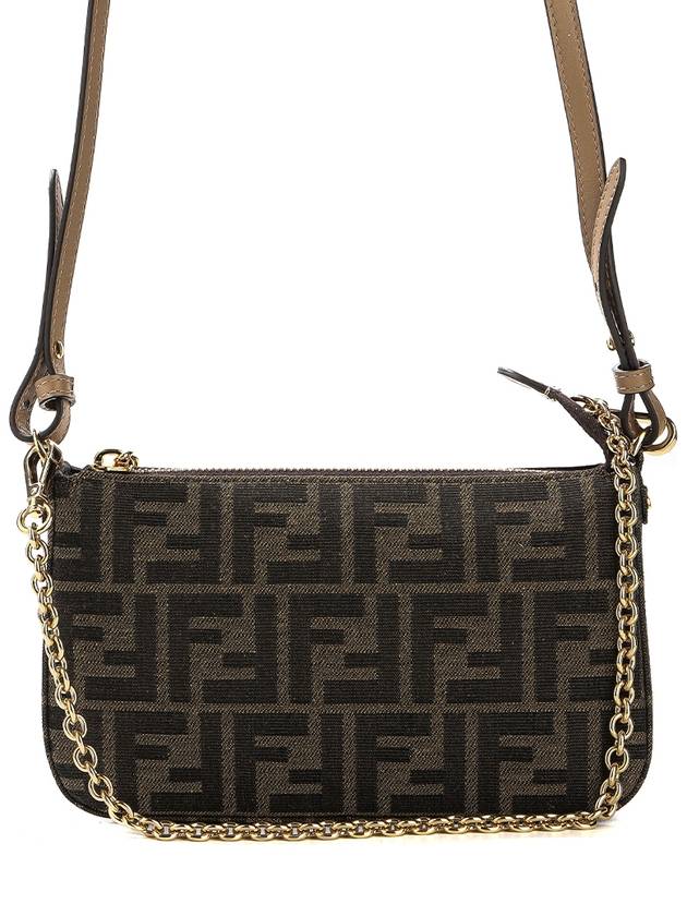 FF Chain Jacquard Fabric Clutch Bag Brown - FENDI - BALAAN 2