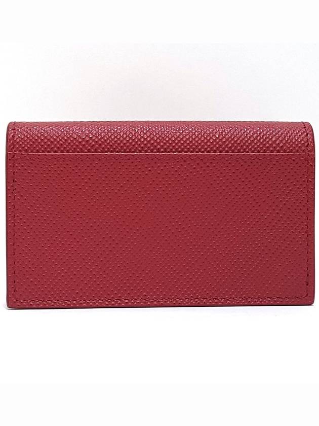 Saffiano Metal Logo Card Wallet Red - PRADA - BALAAN 3