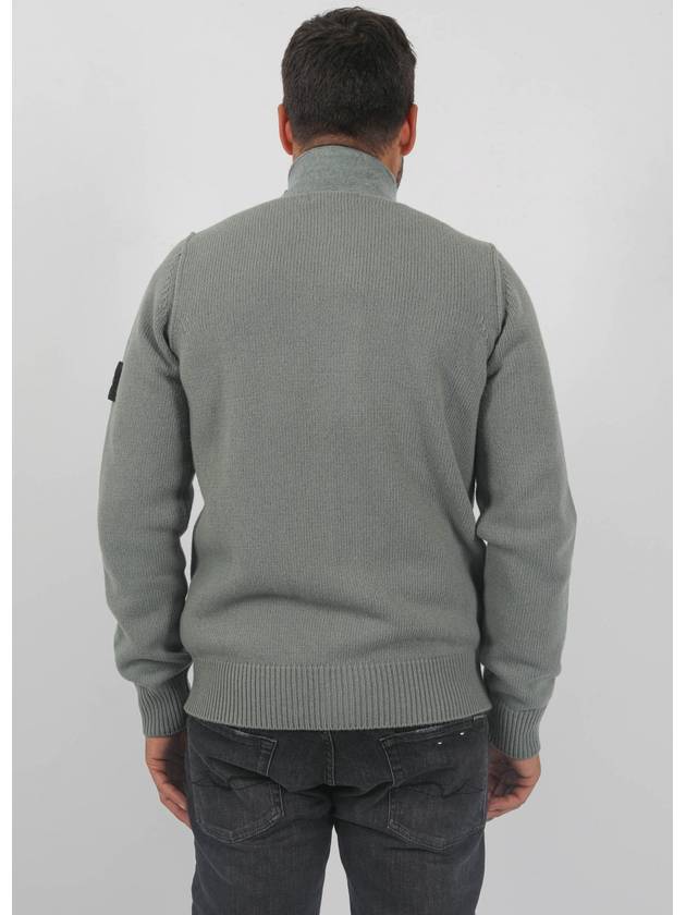 Lambswool Knit Cardigan Green - STONE ISLAND - BALAAN 4