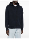 Cotton Fleece Garment Dyed Zip Up Hoodie Navy - STONE ISLAND - BALAAN 4