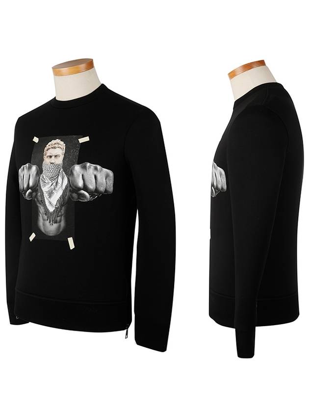 neoprene boxing print sweatshirt black - NEIL BARRETT - BALAAN 3