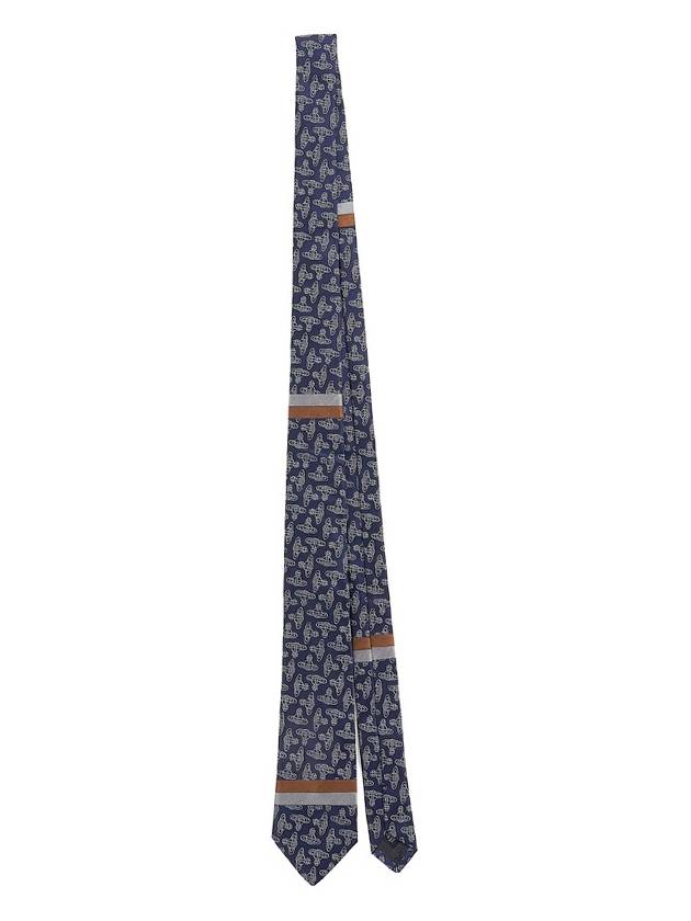 All Over Logo Jacquard Silk Tie Navy - VIVIENNE WESTWOOD - BALAAN 2