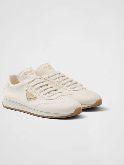 Leather Low Top Sneakers Ivory - PRADA - BALAAN 2