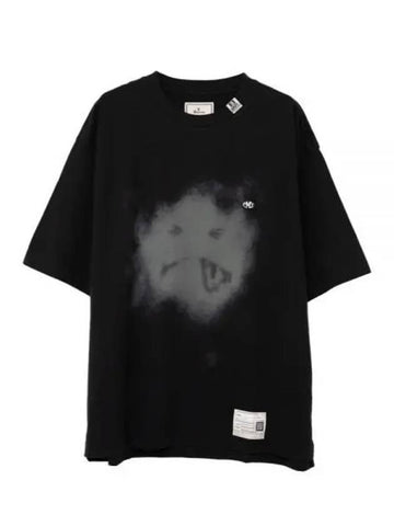 A12TS661 BLACK Smiley Face Print T-Shirt - MIHARA YASUHIRO - BALAAN 1