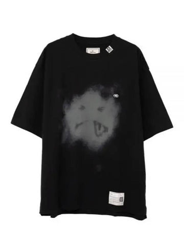 A12TS661 BLACK Smiley Face Print T Shirt - MIHARA YASUHIRO - BALAAN 1