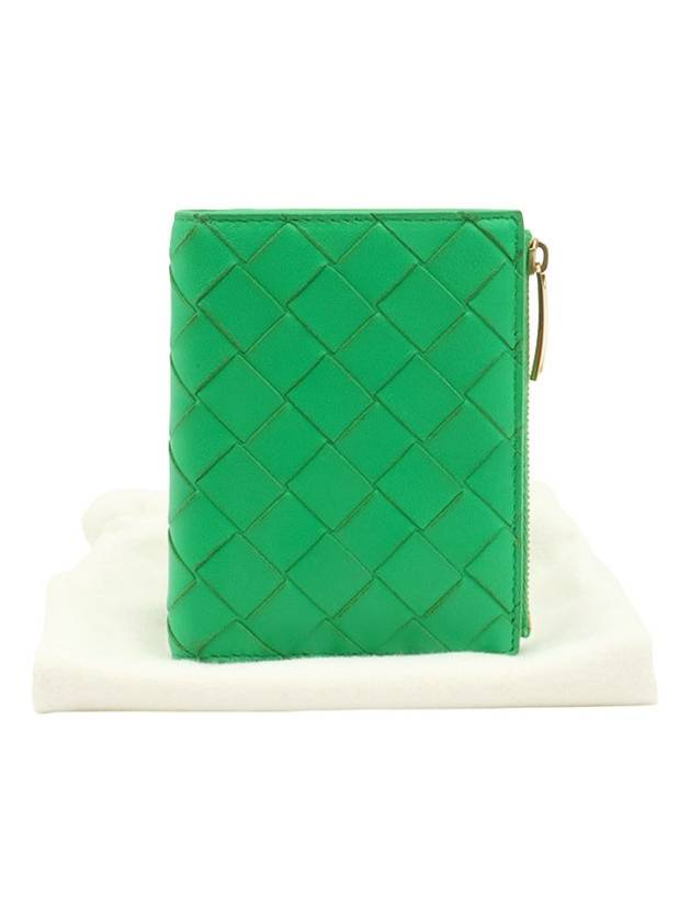 Paraket Green Lambskin Intrecciato Weaving Small Folder Cassette Half Wallet 707601 - BOTTEGA VENETA - BALAAN 2