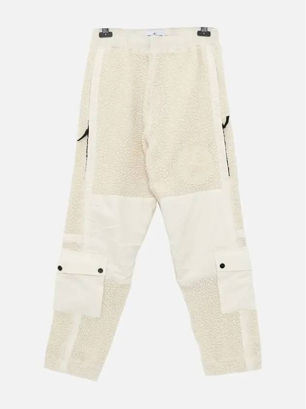 Embroidered Logo Furry Wool Track Pants White - STONE ISLAND - BALAAN 3