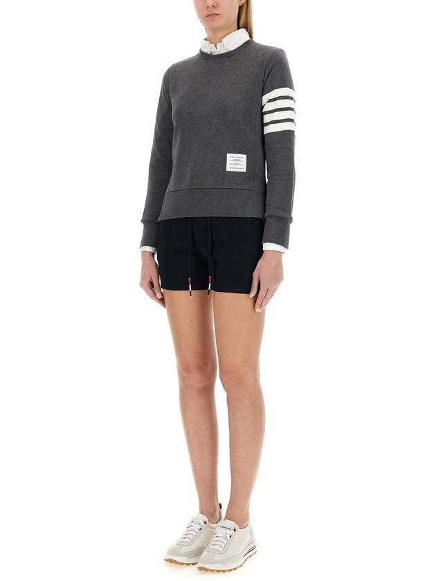 Engineered 4 Bar Stripe Loopback Jersey Knit Crewneck Sweatshirt Dark Grey - THOM BROWNE - BALAAN 7