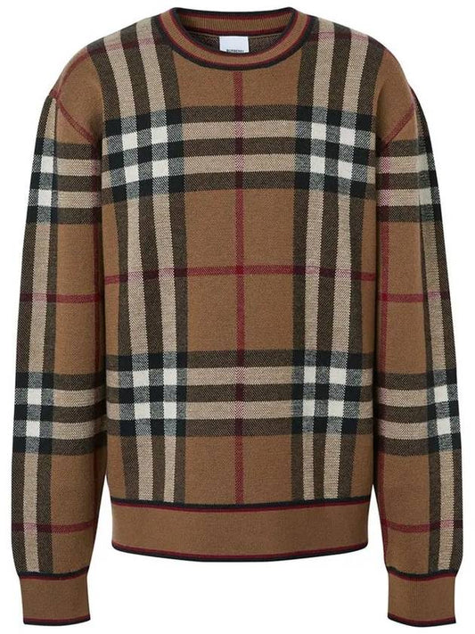 Check Wool Jacquard Sweater Brown - BURBERRY - BALAAN 2