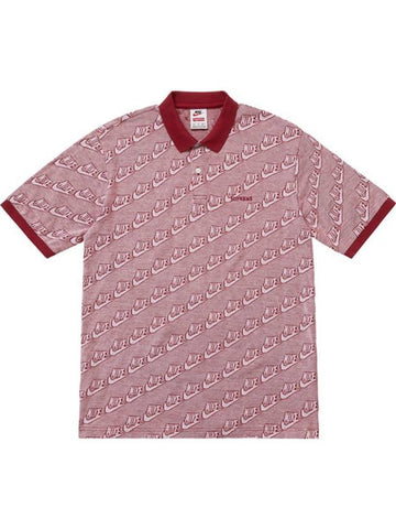 18FW Nike Jacquard Polo Tee Burgundy NIKE JACQUARD POLO BURGUNDY - SUPREME - BALAAN 1