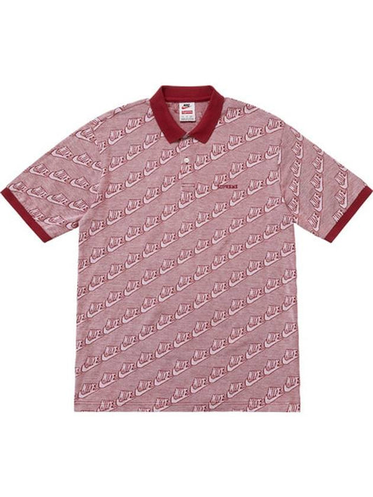 18FW Nike Jacquard Polo Tee Burgundy NIKE JACQUARD POLO BURGUNDY - SUPREME - BALAAN 1