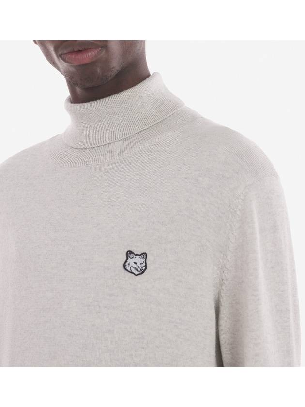 Fox Head Patch Turtleneck Knit Top Light Grey Melange - MAISON KITSUNE - BALAAN 5