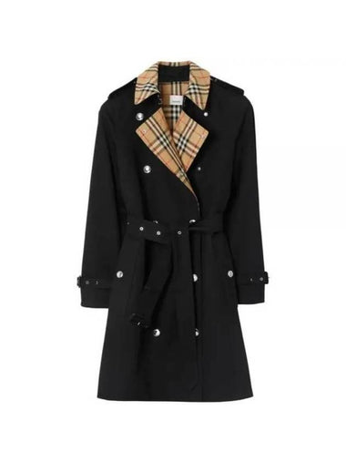 Check Collar Trench Coat Black - BURBERRY - BALAAN 1