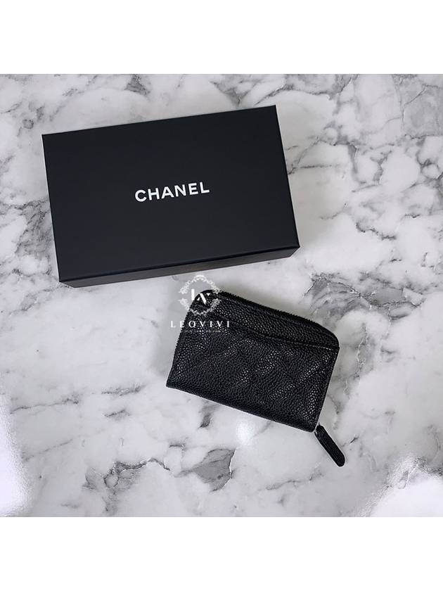 Classic Zipped Coin Purse Grained Calfskin Silver Black - CHANEL - BALAAN 3