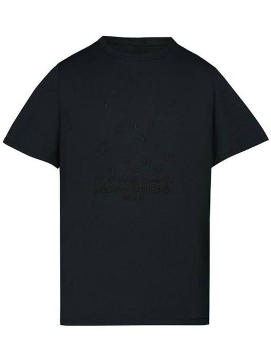 Numeric Embroidered Logo Mako Cotton Short Sleeve T-Shirt Black - MAISON MARGIELA - BALAAN 1
