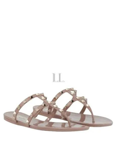 Rockstud Rubber Slippers Poudre - VALENTINO - BALAAN 2