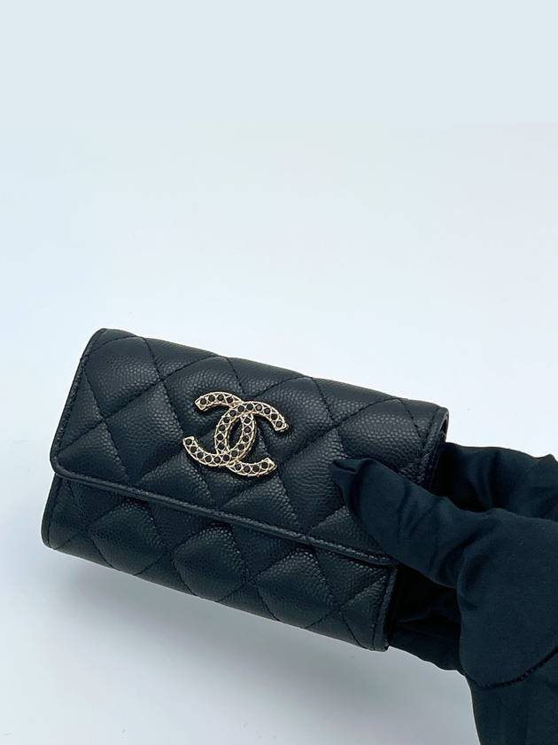 Stone Logo Card Holder Caviar Black AP3400 - CHANEL - BALAAN 5