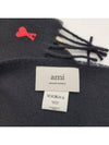 Small Heart Logo Wool Classic Muffler Black Scarf - AMI - BALAAN 5